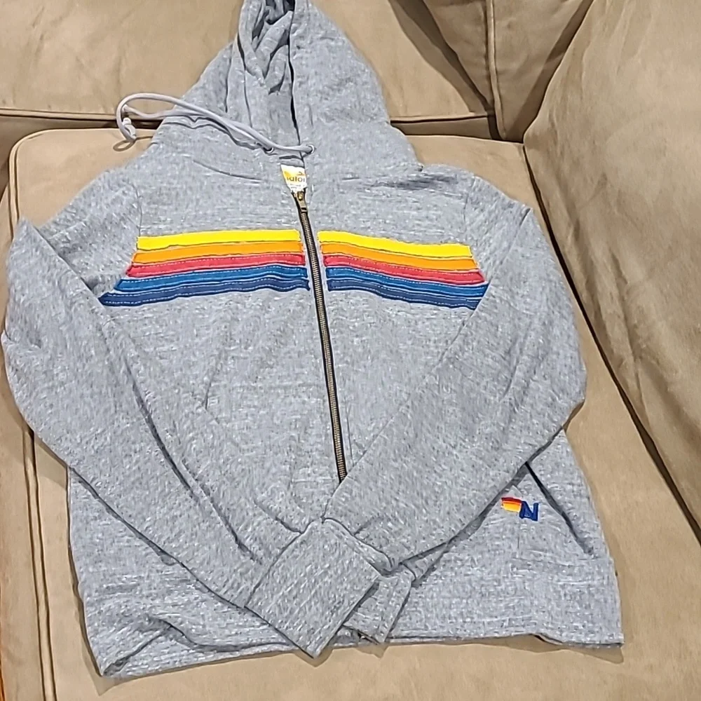 EUC Aviator Nation Stripe Sweatshuit Grey - Picture 2 of 5